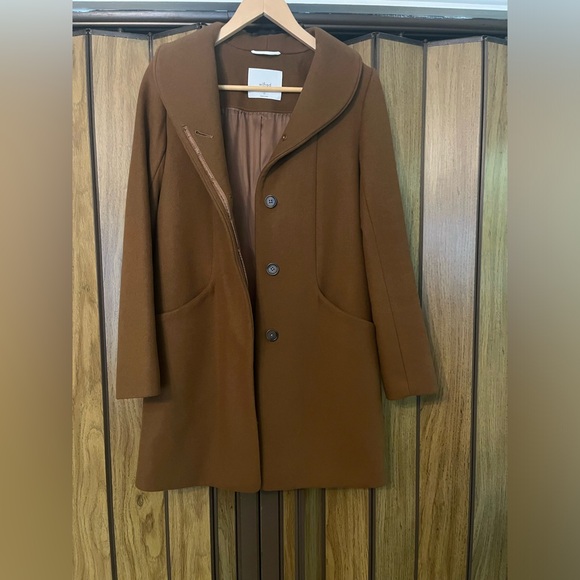 Aritzia: Wilfred Wool & Cashmere Cocoon Coat: Cigar Color/Golden Brown: Size XS - Picture 2 of 9
